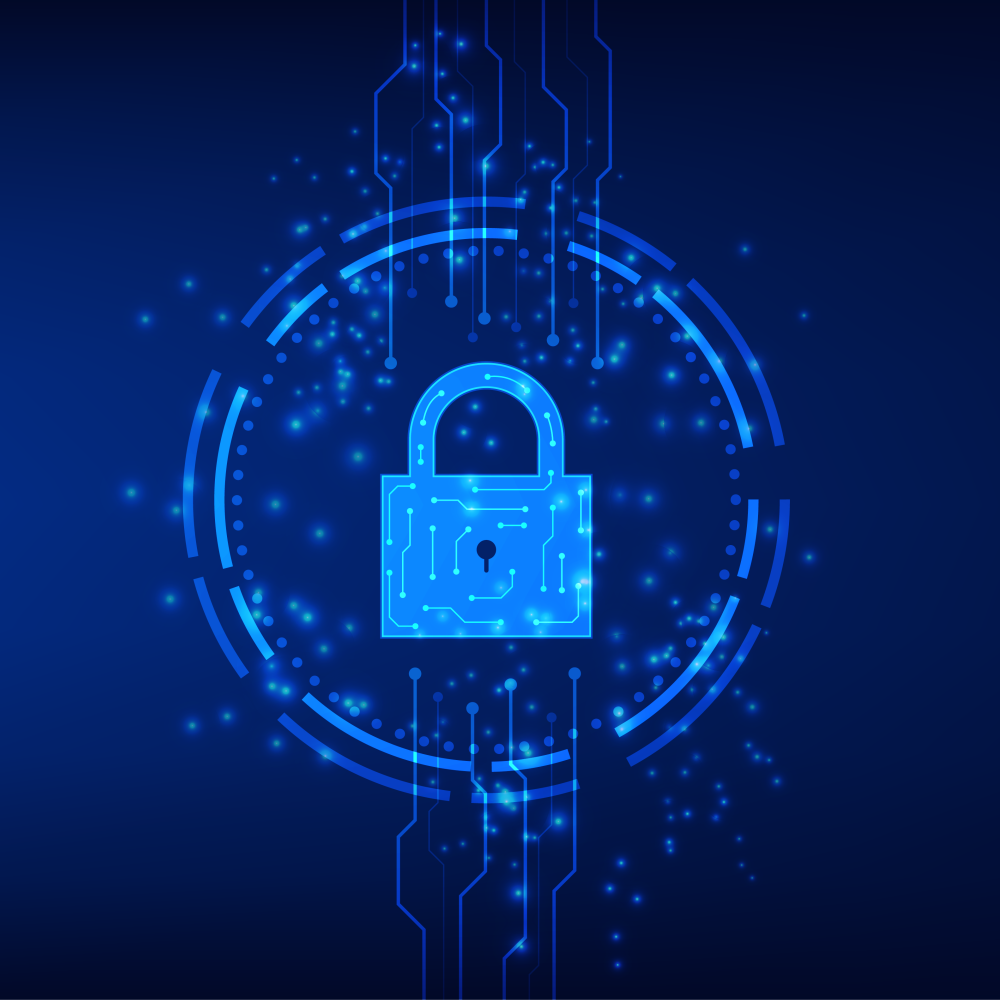 A blue cybernetic lock